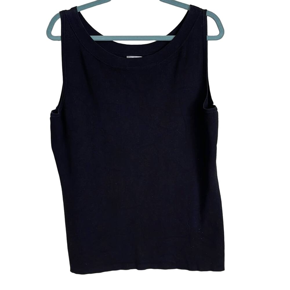 Chico’s Black Silk/Nylon Scoop Neck Tank - Chico's Size 3